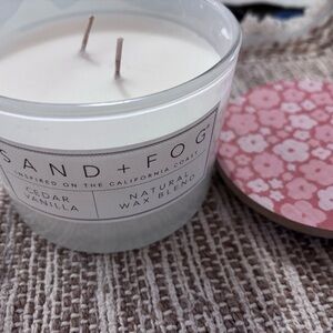 Sand + Fog Cedar Vanilla Candle with Pink Floral Lid